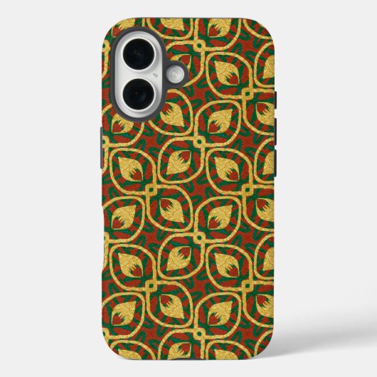 Gold Foil Peacock Feathers Red Green Case-Mate iPhone Hülle (Rückseite)