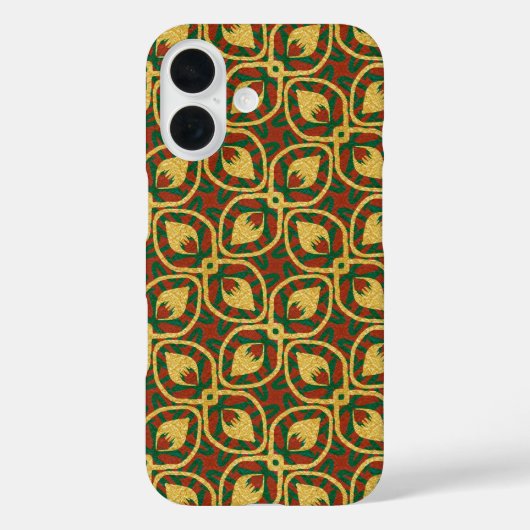 Gold Foil Peacock Feathers Red Green Case-Mate iPhone Hülle (Rückseite)