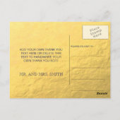 Gold Foil Peacock Wedding Vielen Dank Postcard Postkarte (Rückseite)