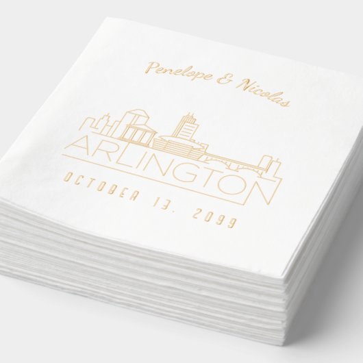 Gold Foil Personalisiert Arlington Wedding Napkins Servietten Mit Folie (Ausschnitt)