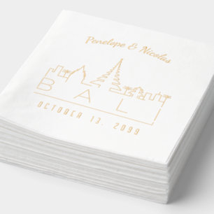 Gold Foil Personalisiert Bali Wedding Napkins Servietten Mit Folie