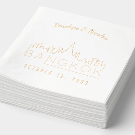 Gold Foil Personalisiert Bangkok Wedding Napkins Servietten Mit Folie (Ausschnitt)