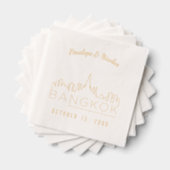 Gold Foil Personalisiert Bangkok Wedding Napkins Servietten Mit Folie (Insitu (Gestapelt))