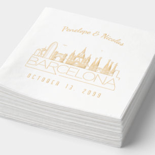 Gold Foil Personalisiert Barcelona Hochzeit Napkin Servietten Mit Folie