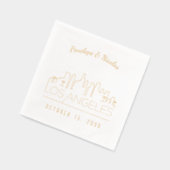 Gold Foil Personalisiert Los Angeles Wedding Napki Servietten Mit Folie (Links)