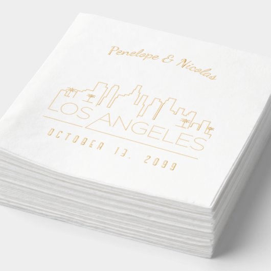 Gold Foil Personalisiert Los Angeles Wedding Napki Servietten Mit Folie (Ausschnitt)