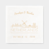 Gold Foil Personalisiert Niederlande Wedding Napki Servietten Mit Folie (Vorderseite)