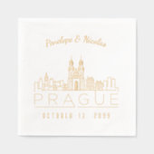 Gold Foil Personalisiert Prag Hochzeit Napkins Servietten Mit Folie (Vorderseite)