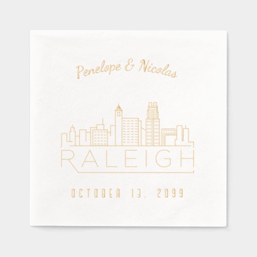 Gold Foil Personalisiert Raleigh Wedkins Servietten Mit Folie (Vorderseite)