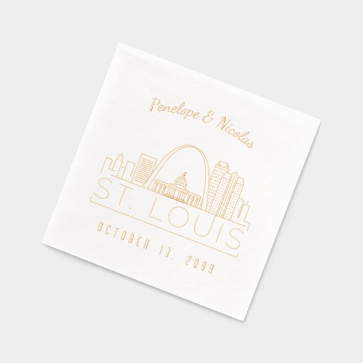 Gold Foil Personalisiert St. Louis Wedding Napkins Servietten Mit Folie (Links)