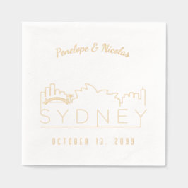 Gold Foil Personalisiert Sydney Wedding Napkins Servietten Mit Folie