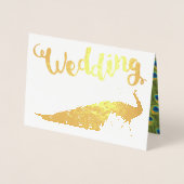 Gold Foil Pfau Ihr Foto Hochzeitseinladungen Folienkarte (Vorderseite)