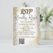 Gold Foil Photo Wedding RSVP QR Code Card (Stehend Vorderseite)
