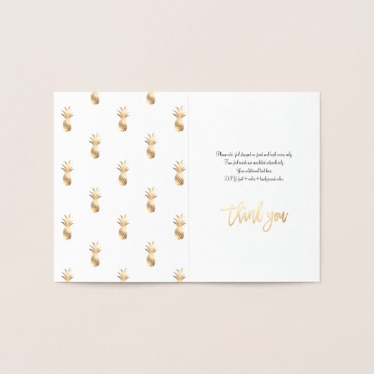 Gold Foil Pineape, vielen Dank Folienkarte (Innenseite)