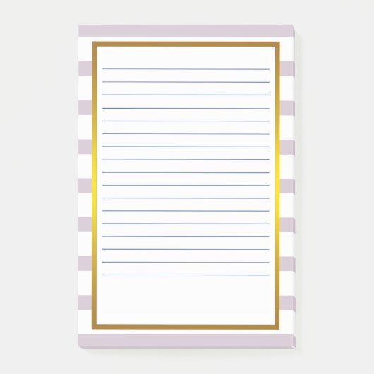 Gold Foil Pink Streifen weiße Linde Business Lines Post-it Klebezettel (Vorderseite)