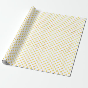 Gold Foil Polka Dots Modern Holiday White Metallic Geschenkpapier