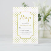 Gold Foil Polka-Dots Modern Wedding RSVP Card (Stehend Vorderseite)