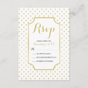 Gold Foil Polka-Dots Modern Wedding RSVP Card Karte