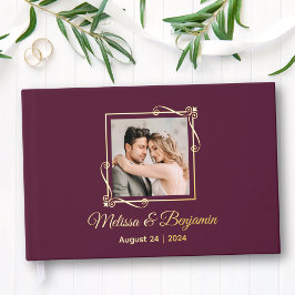 Gold Foil Rahmen für Burgundy Wedding Gästebuch
