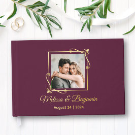 Gold Foil Rahmen für Burgundy Wedding Gästebuch