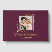 Gold Foil Rahmen für Burgundy Wedding Gästebuch (Vorderseite)