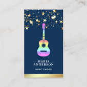 Gold Foil Rainbow Gitarre Dozentin Gitarrist Visitenkarte (Vorderseite)