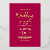 GOLD FOIL Raspberry Jam Modern All-in-1 Wedding Folieneinladung (Vorderseite)