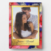 Gold Foil Red Lila Abstraktes DIY Foto Fotoplatte (Vorderseite)