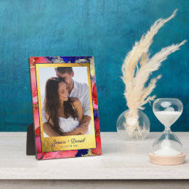 Gold Foil Red Lila Abstraktes DIY Foto Fotoplatte