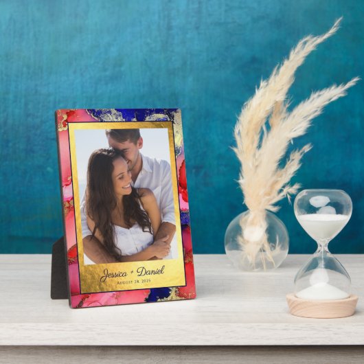 Gold Foil Red Lila Abstraktes DIY Foto Fotoplatte (Seite)