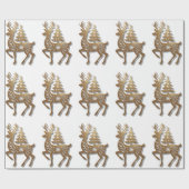 Gold Foil Reindeer with a Christmas Tree  Geschenkpapier (Flach)