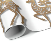 Gold Foil Reindeer with a Christmas Tree  Geschenkpapier (Rolleneckpunkt)