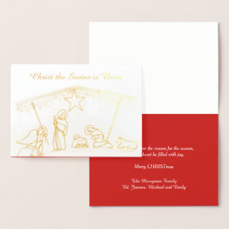 Gold Foil Religious Manger Weihnachten Folienkarte