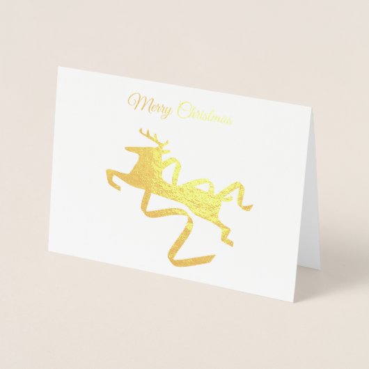 Gold Foil Rentier Weihnachtskarte Folienkarte (Vorderseite)