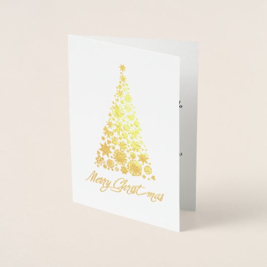 Gold Foil Retro Weihnachtsbaum Grußkarte Folienkarte (Vorderseite)
