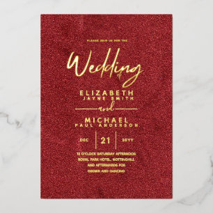 GOLD FOIL Rustikale Red Modern All-in-1 Wedding Folieneinladung
