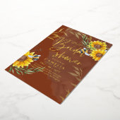 GOLD FOIL Rustikale Sonnenblumen BRAUTPARTY QR Cod Folieneinladung (Gedreht)