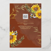 GOLD FOIL Rustikale Sonnenblumen BRAUTPARTY QR Cod Folieneinladung (Rückseite)