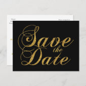 Gold Foil SAVE THE DATE Black Wedding Postcard Ankündigungspostkarte (Vorne/Hinten)