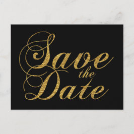 Gold Foil SAVE THE DATE Black Wedding Postcard Ankündigungspostkarte