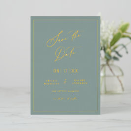 Gold Foil Save the Date Modern Invitation Card Folieneinladung