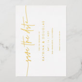 Gold Foil Save the Date Wedding Announcement Card Folieneinladung (Vorderseite)