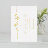 Gold Foil Save the Date Wedding Announcement Card Folieneinladung (Stehend vorne)