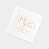 Gold Foil-Schriftart geben Namen zum 60. Hochzeits Servietten Mit Folie (Links)
