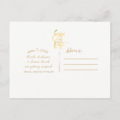 Gold Foil Schwarz Modern Script Save the Date Ankündigungspostkarte (Rückseite)