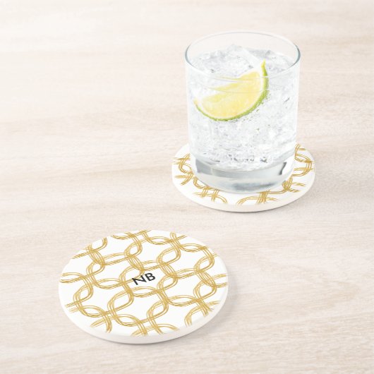 Gold Foil Scribble Circle Chic Moderne Untersetzer (Seite)