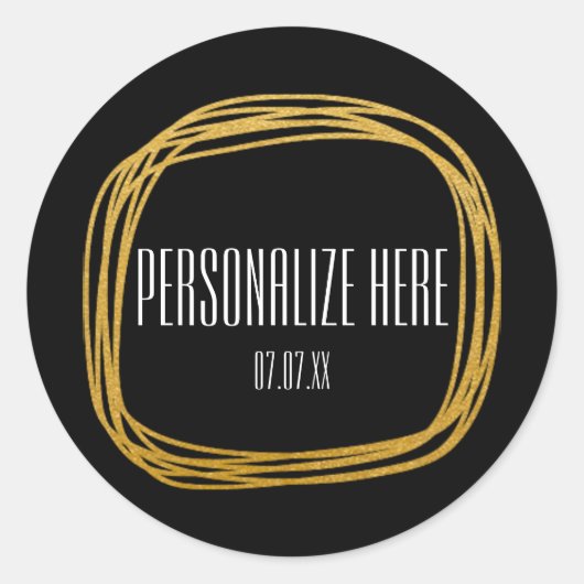 Gold Foil Scribble Circle Modern Glam Stickers (Vorderseite)