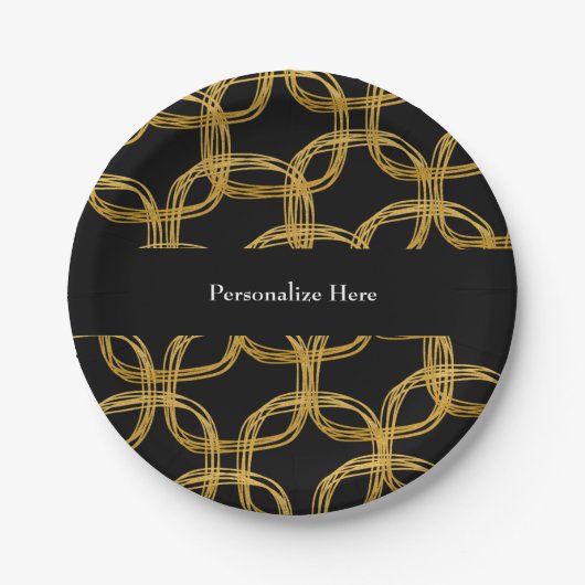 Gold Foil Scribble Circle Modern Party Teller (Vorderseite)
