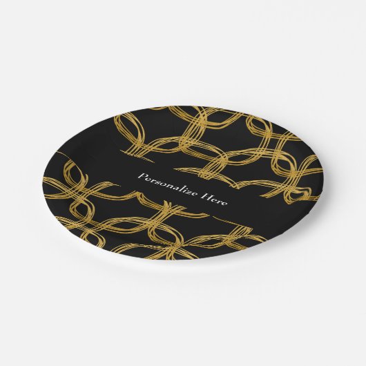 Gold Foil Scribble Circle Modern Party Teller (Schrägansicht)