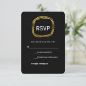 Gold Foil Scribble Circle Modern RSVP Card (Stehend Vorderseite)